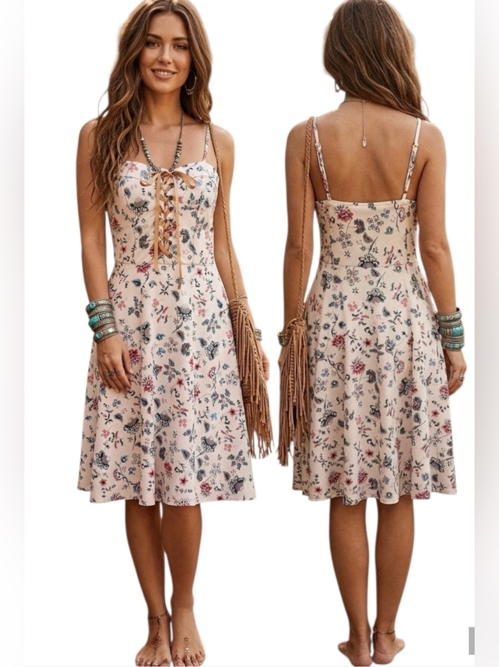 Scarlet Darkness Floral Lace Up Corset Midi Dress Whimsy Renaissance Fairy S